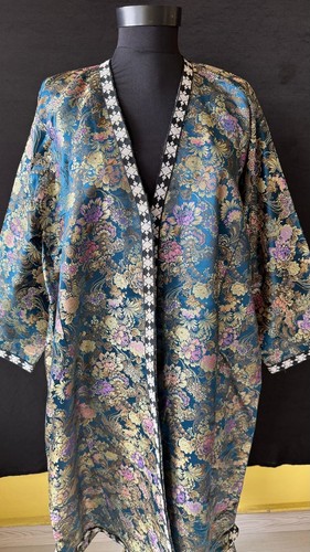 Abrigo y capan turcomano bordado de seda - caftán antiguo, kimono, turcomano vintage - Imagen 1 de 10