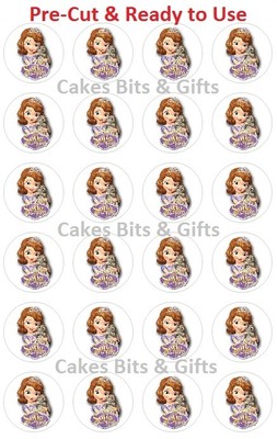 24 x SOFIA the FIRST Edible Wafer Cupcake Toppers Pre-Cut, Ready to Use ...