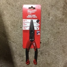 Milwaukee MT555 8" Long Nose Needle Pliers w/ Fish Tape Puller and Comfort Grip