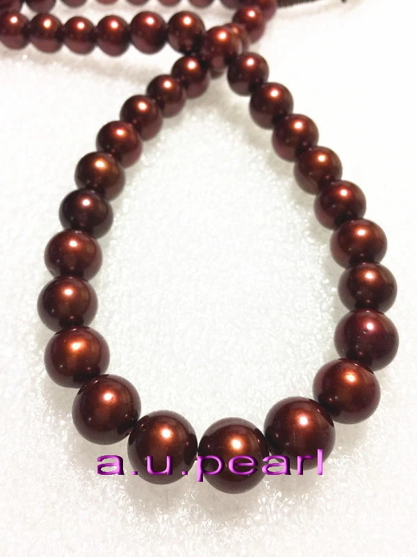 AAAAA 18"12-13mm REAL REDONDO Mar del Sur Chocolate Marrón Café Perla Collar 14K Foto 2 de 4