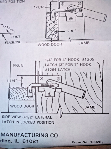 Jamb Latch 7" Hook Zinc Plated Interior Locking Style Part# N161-760 Kit - Picture 4 of 6