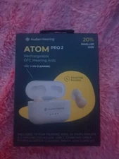 NEW Audien ATOM PRO 2 Beige Wireless Rechargeable OTC Hearing Aids w/UV Cleaning