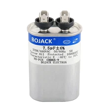 BOJACK 7.5 Uf ±6% 7.5 MFD 370V/440V CBB65 Oval Run Start Capacitor for AC Motor 