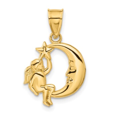 14K Gelbgold Engel, Mond & Stern Anhänger