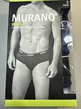 Murano Men  s Black Blue Gray Brief 3-Pack Underwear Comfort Stretch Small NWT