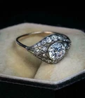 Art Deco Style Round Cut Lab Created Diamond Antique Engagement Ring 925 Silver
