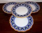 DERUTA ITALIAN POTTERY DINNER PLATES SET 4 PCS BORDATO SIGNED FM