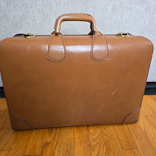 Old/Vintage Top Grain Cowhide Travelling Suitcase Brown 14.25H x 21.25L x 6.25W - Picture 2 of 22