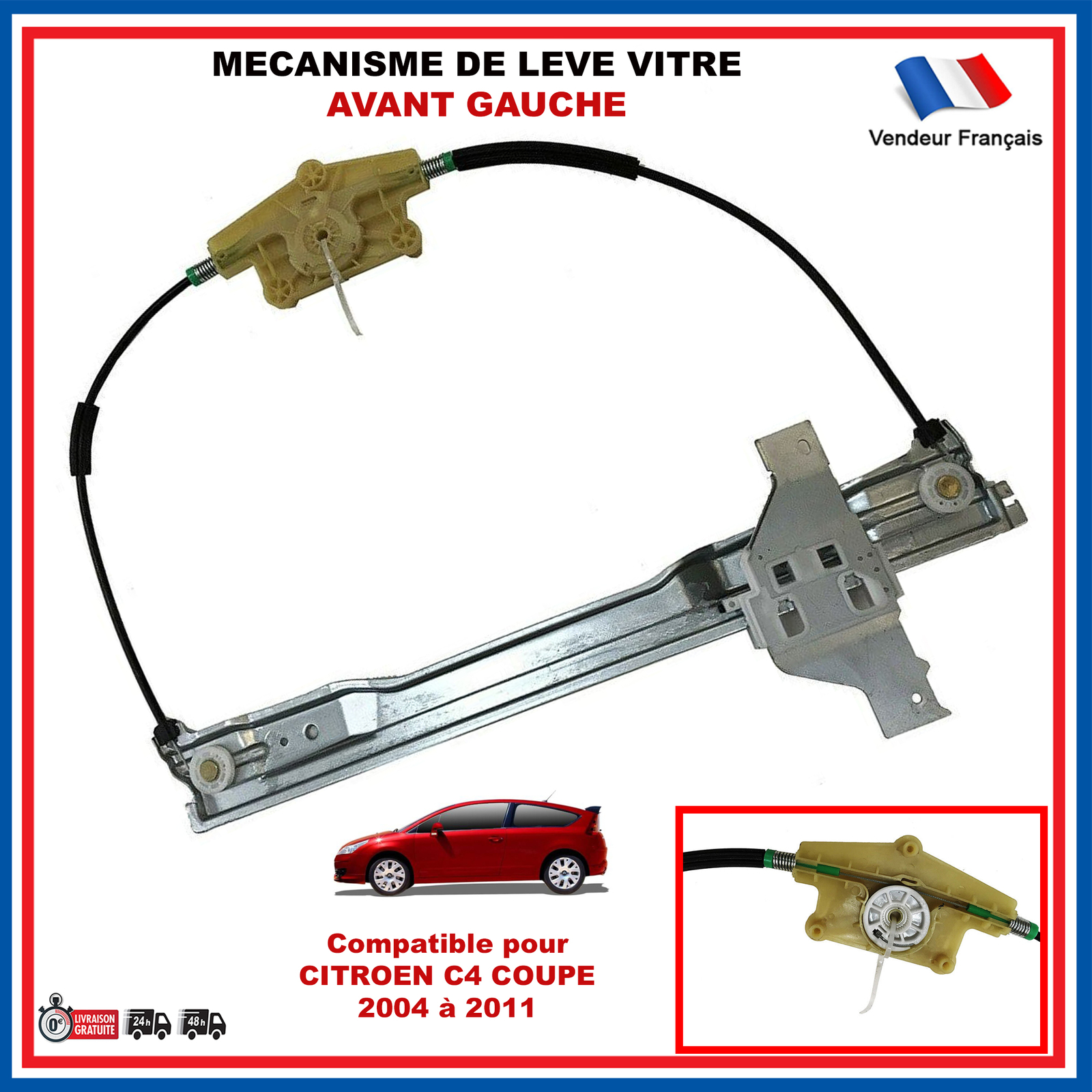 Leve vitre electrique avant gauche fluide et silencieux pour C4 Coupe 3 portes 9221-S1