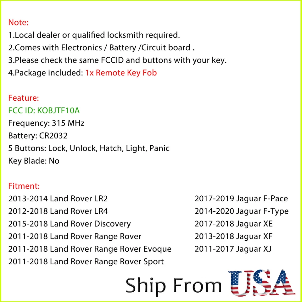 Chaveiro de controle remoto inteligente 5B para Jaguar F-Type XE XF XJ 2014 2015 2016 2017 - Imagem 2 de 4