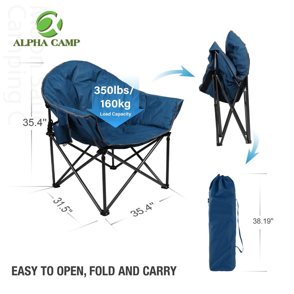ALPHA CAMP Camping Folding Moon Chair XXL Folding Chair for Adults