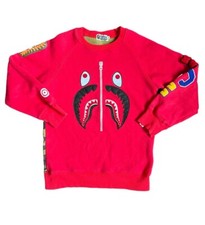 Size Medium - Men  s BAPE Shark Long Sleeve Sweatshirt 1st Camo Green x Red     