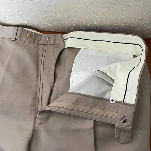 Ralph Ralph Lauren Pants Mens 38x32 Beige 120s & Cashmere Pleated Cuffed - Picture 6 of 17