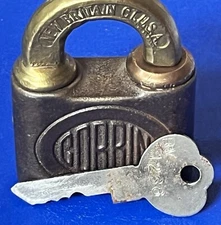 Padlock CORBIN Push-Key Antique Vintage Lock Works and Comes with Key