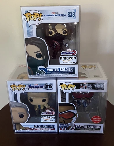 Funko Pop! Marvel Captain America + Winter Soldier Exclusive Bundle w/ PROTECTOR