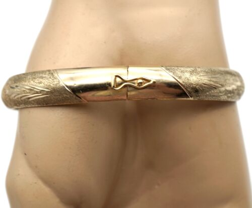10K Gelbgold Verschluss Armreif Armband schönes Diamant geätztes Design 5,8 Gramm - Bild 8 von 16