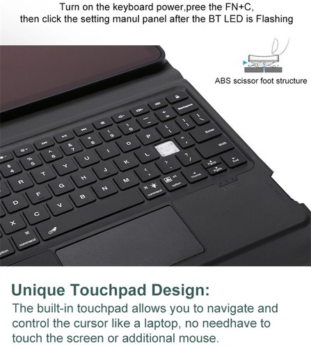 Wireless iPad Keyboard Case Cover Bluetooth Touchpad for iPad 9/8/7 10.2" 10.5" - Picture 8 of 17