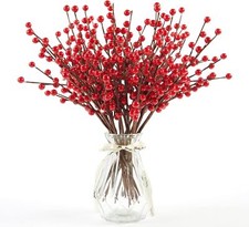 36 Pack Red Berry Stems - 12.6'' Holly Berry Stems Red Berries Christmas Deco...