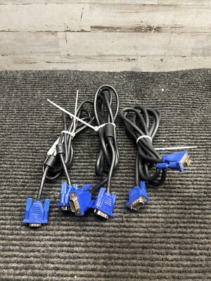 Lot of 3 E246588, E89980-D 20276 Computer Cable 15 Pin VGA 