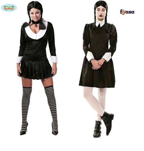 CARNEVALE HALLOWEEN VESTITO COSTUME MERCOLEDI FAMIGLIA ADDAMS DARK  WEDNESDAY | eBay