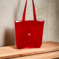 Lululemon Re-usable Shopping Bag, Carry Bag, Large Red Tote 16” X 14”