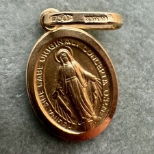 Ciondolo Oro 18 Carati Titolo O,750 Madonna Fatima Idea Regalo Comunione Cresima