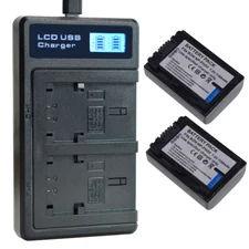 2x Battery +LCD DUAL Charger for Sony NP-FH50 & DCR-DVD108 DCR-DVD109 DCR-DVD110