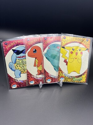 Pokemon O.G. Starters! Vintage Pokmon Vending HOLO Prism Stickers - 4  Cards!! | eBay