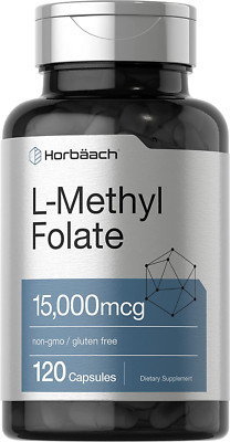 L-Methylfolate 15000 mcg 120 Capsules 15mg Methyl Folate 5-MTHF Non-GMO Horbaach