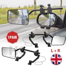 2x LARGE Trailer Towing Mirror Adjustable Clip-On Rearview Wing Flat Blind Spot