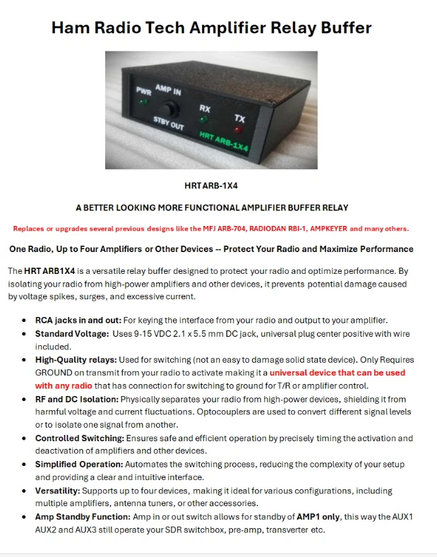 Amplificador Buffer HRT ARB-1X4 Deluxe Ameritron ARB-704, RADIODAN RBI-1 ENVÍO RÁPIDO Foto 3 de 4