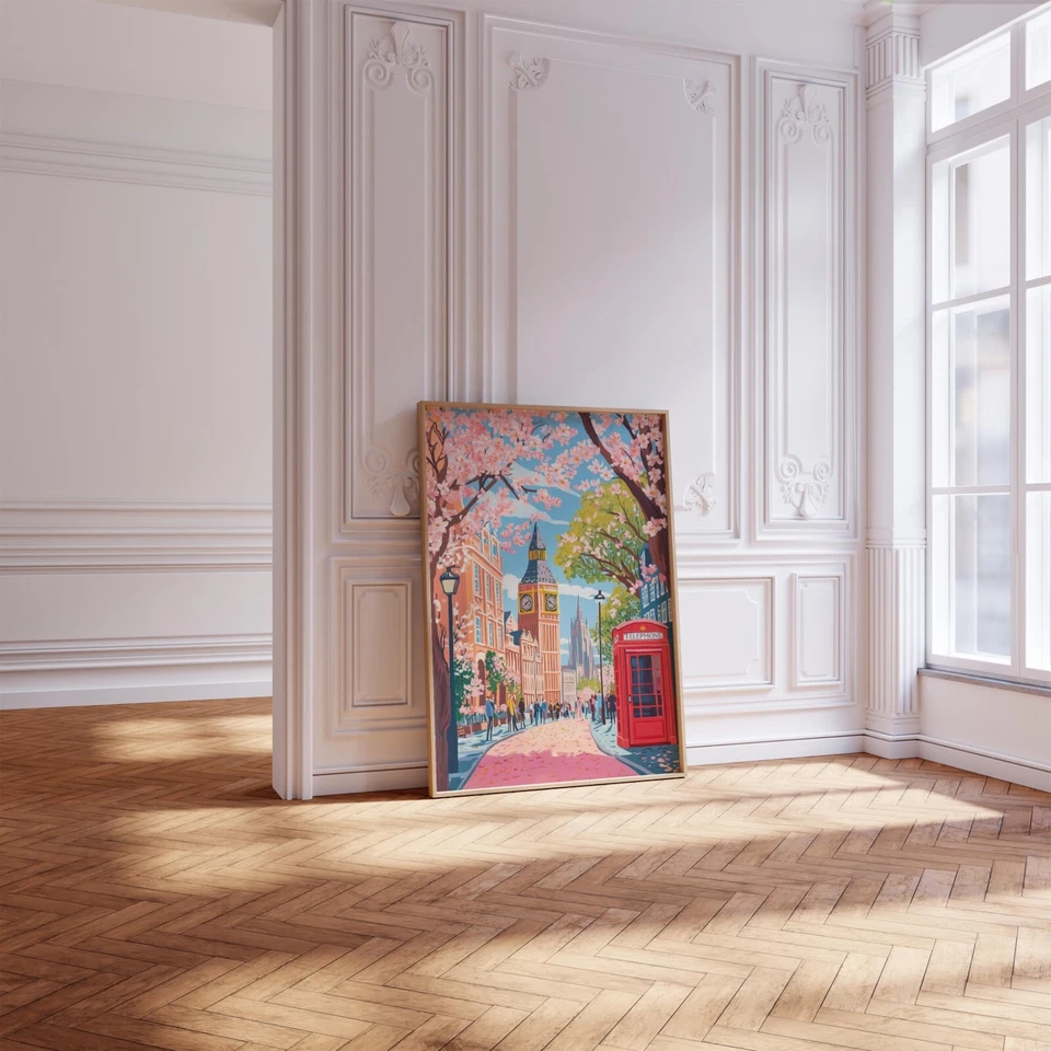 Pink London England Travel Wall Art Print Poster - Image 4 of 4