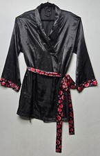 Vintage Fredericks of Hollywood Satin Kimono Shiny Robe Heart Trim Lingerie 1X