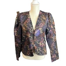 Vtg Cc Magic Toni Garment Long Sleeve Blazer Jacket Abstract Black Womens L