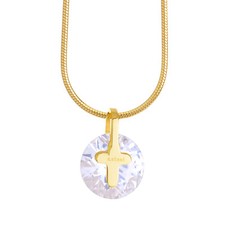 Women  s Gold or Silver Plated Stainless Steel Dainty CZ Cross Necklace SCP 013