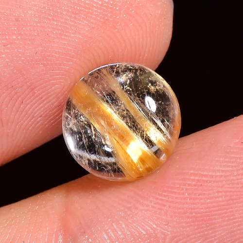 Natural Golden Rutilated Quartz Cabochon Loose Gemstone 4 Ct 10X10X4 MM - Picture 3 of 4