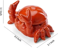 Crab Ceramic Ashtray with Lid, Cute Cigar Ashtray for Indoor or Outdoor use, ...