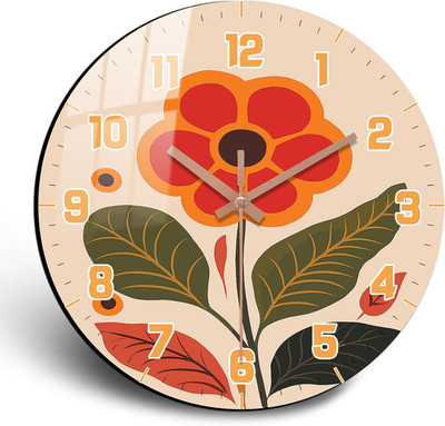 Floral Wall Clock, Boho Kitchen 10 Inch Wall-Clock Battery Operated Non Ticking,