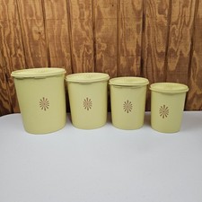 Set of 4 Tupperware Servalier Yellow Canister...