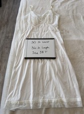 Vintage 1950s Vanity Fair White Nylon Tricot Floral Lace Slip Dress Size 38