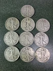 Lot Of (10) Circulated Walking Liberty half dollar 90% silver