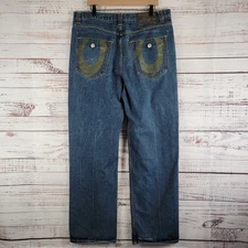 True Religion Jeans Mens Size 39 x 34 Straight Leg Blue Denim M242301H4