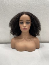 Natural Black Kinky Curly Human Hair Blend 6x5 Lace Front Wig, 18"