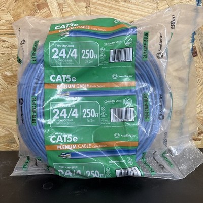 Southwire 250 ft. Blue 24/4 Solid CU CAT5e CMP (Plenum) Data Cable