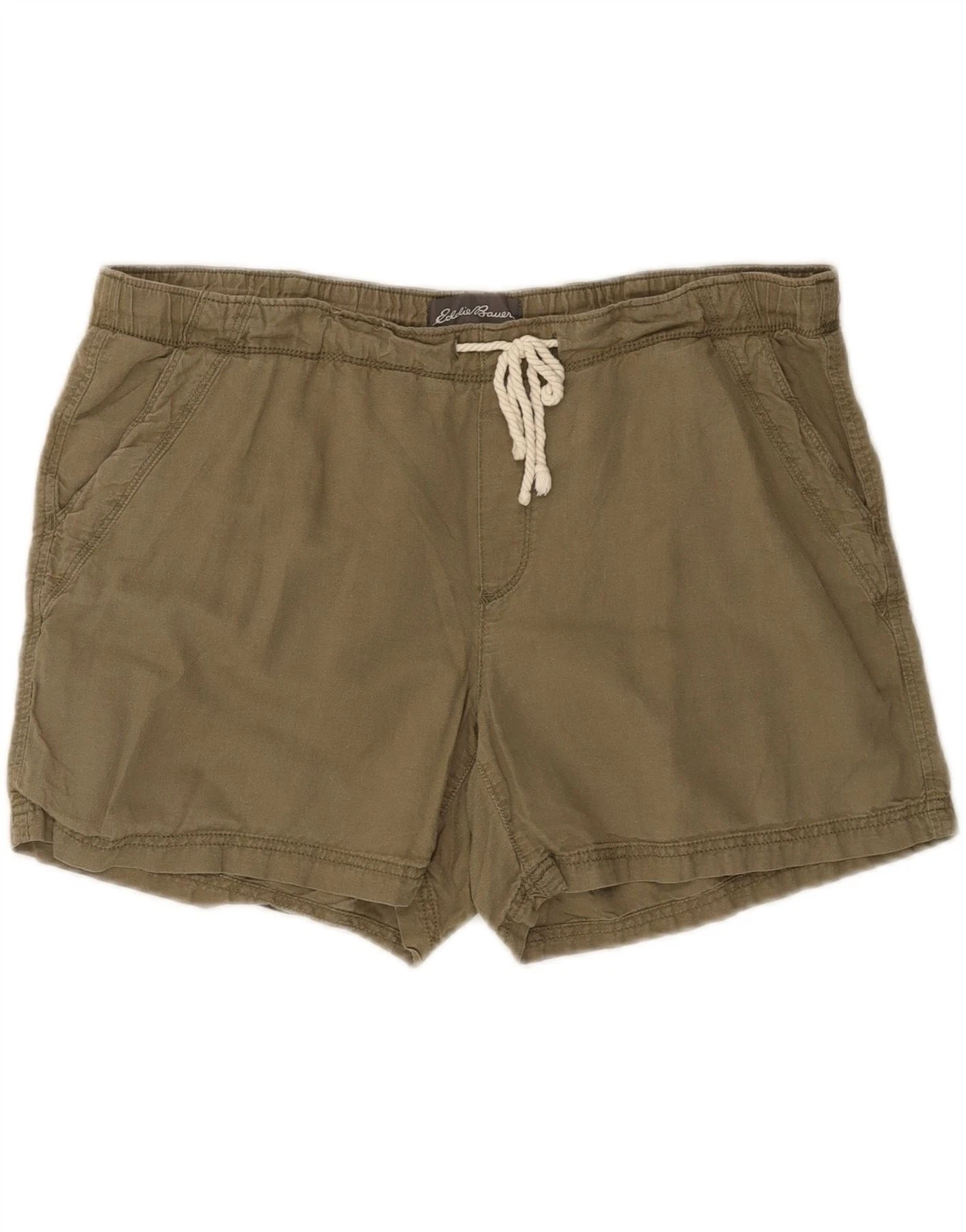 EDDIE BAUER Womens Chino Shorts Large W38 Khaki Linen AV13