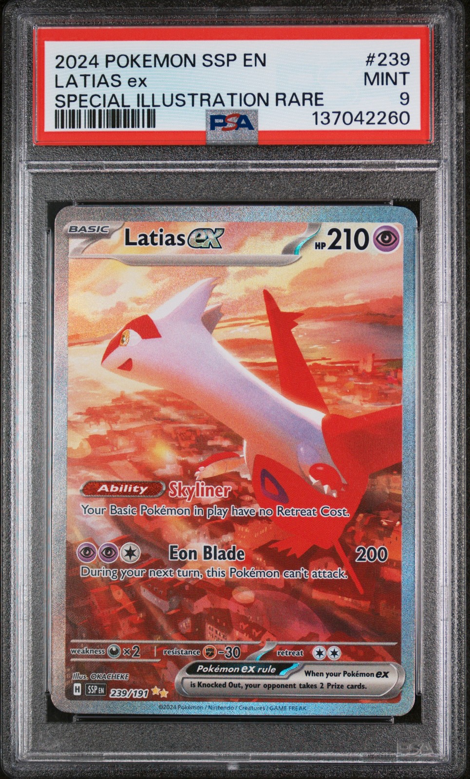 2024 POKEMON SSP EN-SURGING SPARKS SPECIAL ILLUSTRATION RARE LATIAS EX PSA 9