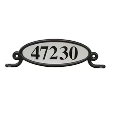 Oval Address Number Plaque, Black Reflective, Plastic