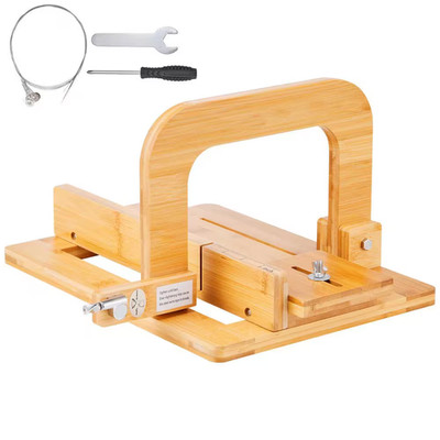 Soap Cutter, 0-2 In. Adjustable, Stainless Steel Wire, Bamboo, for DIY Soap, Can