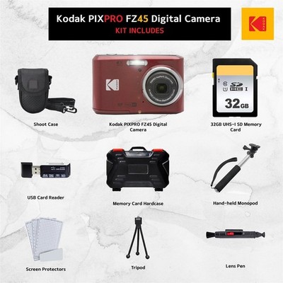 【美品】Kodak PIXPRO FZ45レッド 付属品セット✨ Kodak PIXPRO FZ45 Digital Camera (Red) + 32GB Memory Card + | eBay