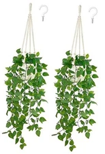  Packs Fake Hanging Plant with Pot, Artificial Plants Macrame Plant 2 Ivory